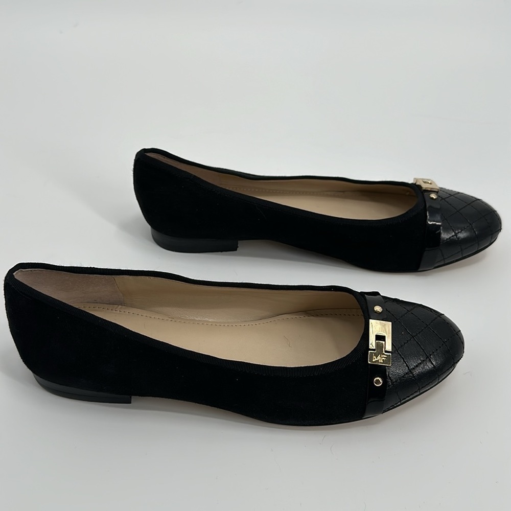 Marc Fisher Black Suede and Leather Buckle Flats Size 8.5 - Picture 4 of 8